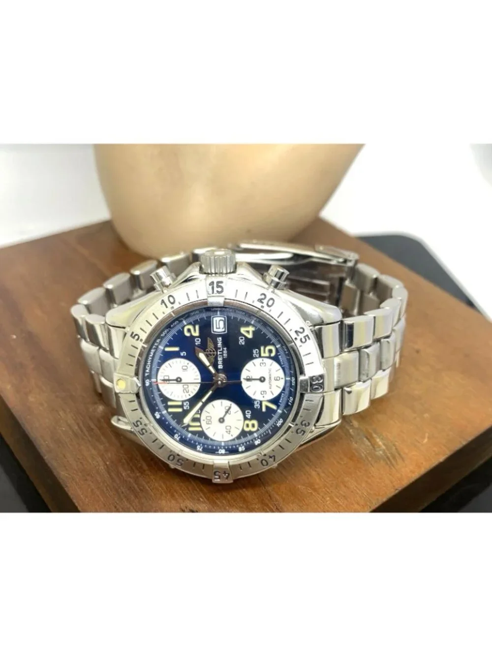 Breitling Men's Watch A13035.1 Swiss Automatic Chronograph Blue Dial Steel 41mm